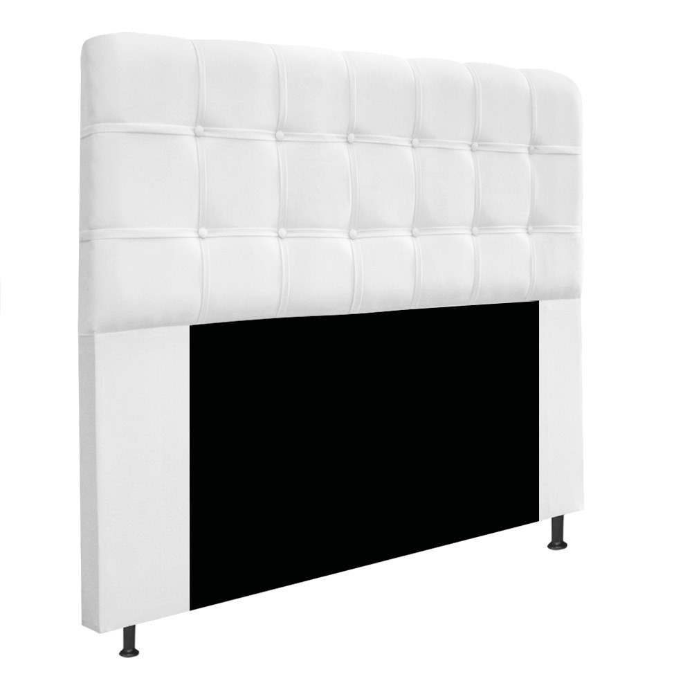Kit Cabeceira e Calçadeira Baú Estofada Mel 140 cm Casal Com Capitonê Suede Branco - Amarena Móveis