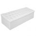 Kit Cabeceira e Calçadeira Baú Estofada Mel 140 cm Casal Com Capitonê Suede Branco - Amarena Móveis