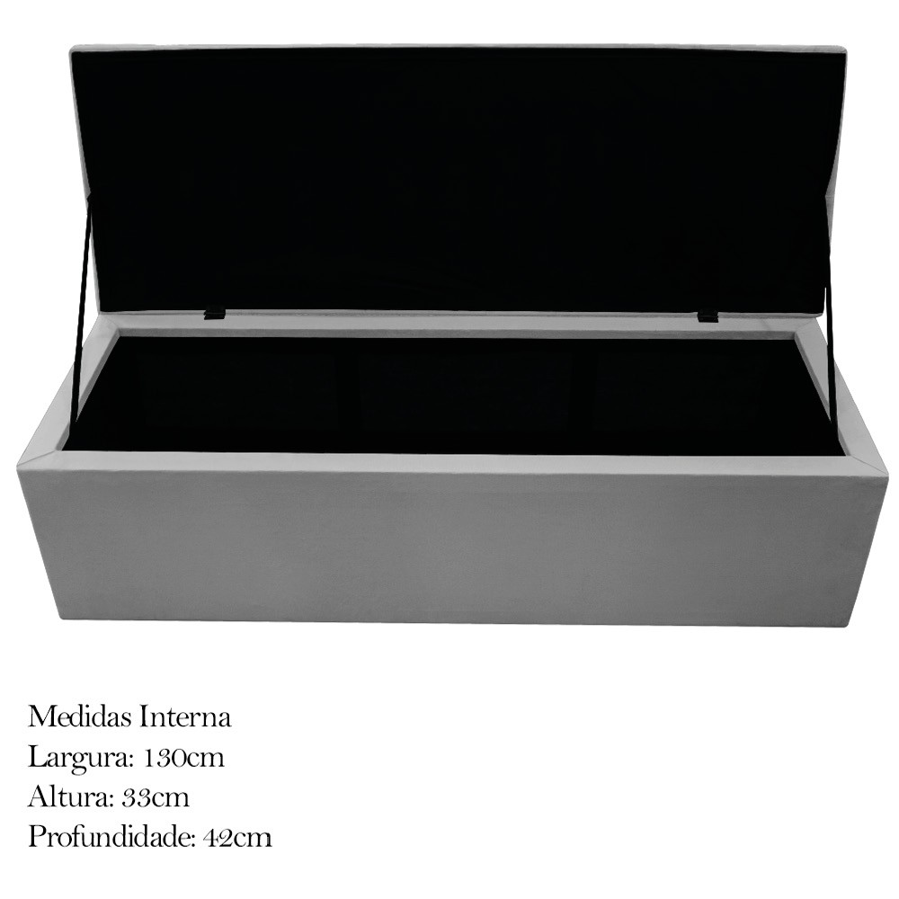 Kit Cabeceira e Calçadeira Baú Estofada Mel 140 cm Casal Com Capitonê Suede Cinza - Amarena Móveis