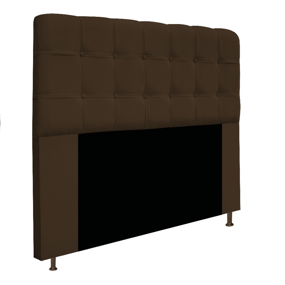 Kit Cabeceira e Calçadeira Baú Estofada Mel 140 cm Casal Com Capitonê Suede Marrom - Amarena Móveis