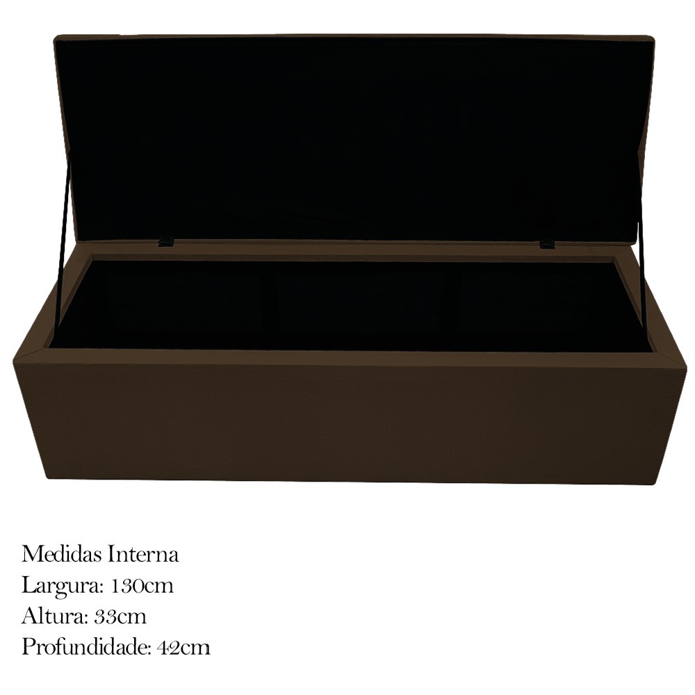 Kit Cabeceira e Calçadeira Baú Estofada Mel 140 cm Casal Com Capitonê Suede Marrom - Amarena Móveis