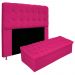 Kit Cabeceira e Calçadeira Baú Estofada Mel 140 cm Casal Com Capitonê Suede Pink - Amarena Móveis