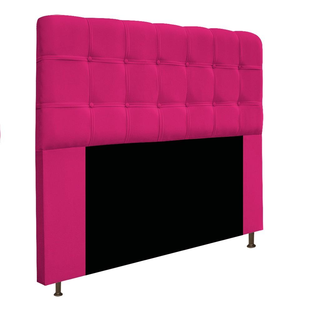 Kit Cabeceira e Calçadeira Baú Estofada Mel 140 cm Casal Com Capitonê Suede Pink - Amarena Móveis