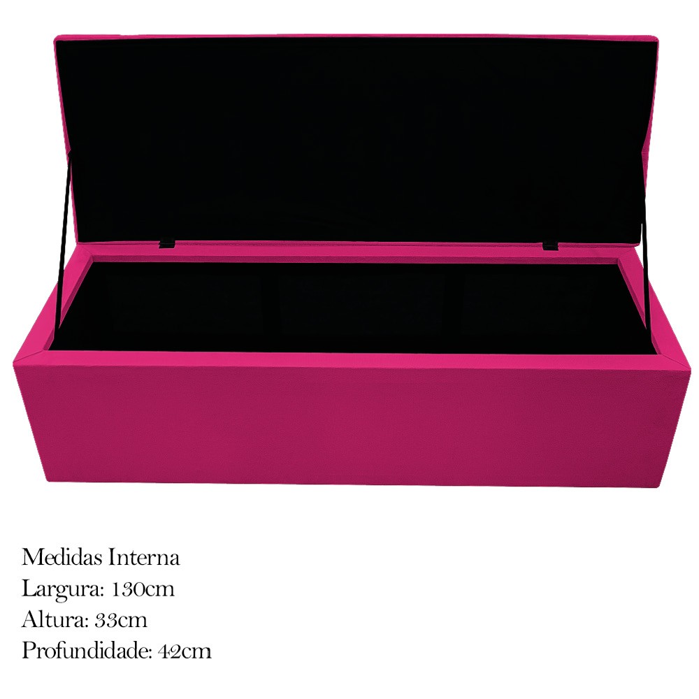 Kit Cabeceira e Calçadeira Baú Estofada Mel 140 cm Casal Com Capitonê Suede Pink - Amarena Móveis