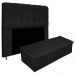 Kit Cabeceira e Calçadeira Baú Estofada Mel 140 cm Casal Com Capitonê Suede Preto - Amarena Móveis