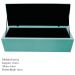 Kit Cabeceira e Calçadeira Baú Estofada Mel 160 cm Queen Size Com Botonê Suede Azul Tiffany - Amarena Móveis