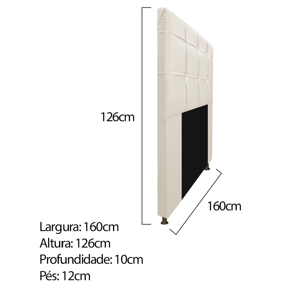 Kit Cabeceira e Calçadeira Baú Estofada Mel 160 cm Queen Size Com Capitonê Corano Bege - Amarena Móveis