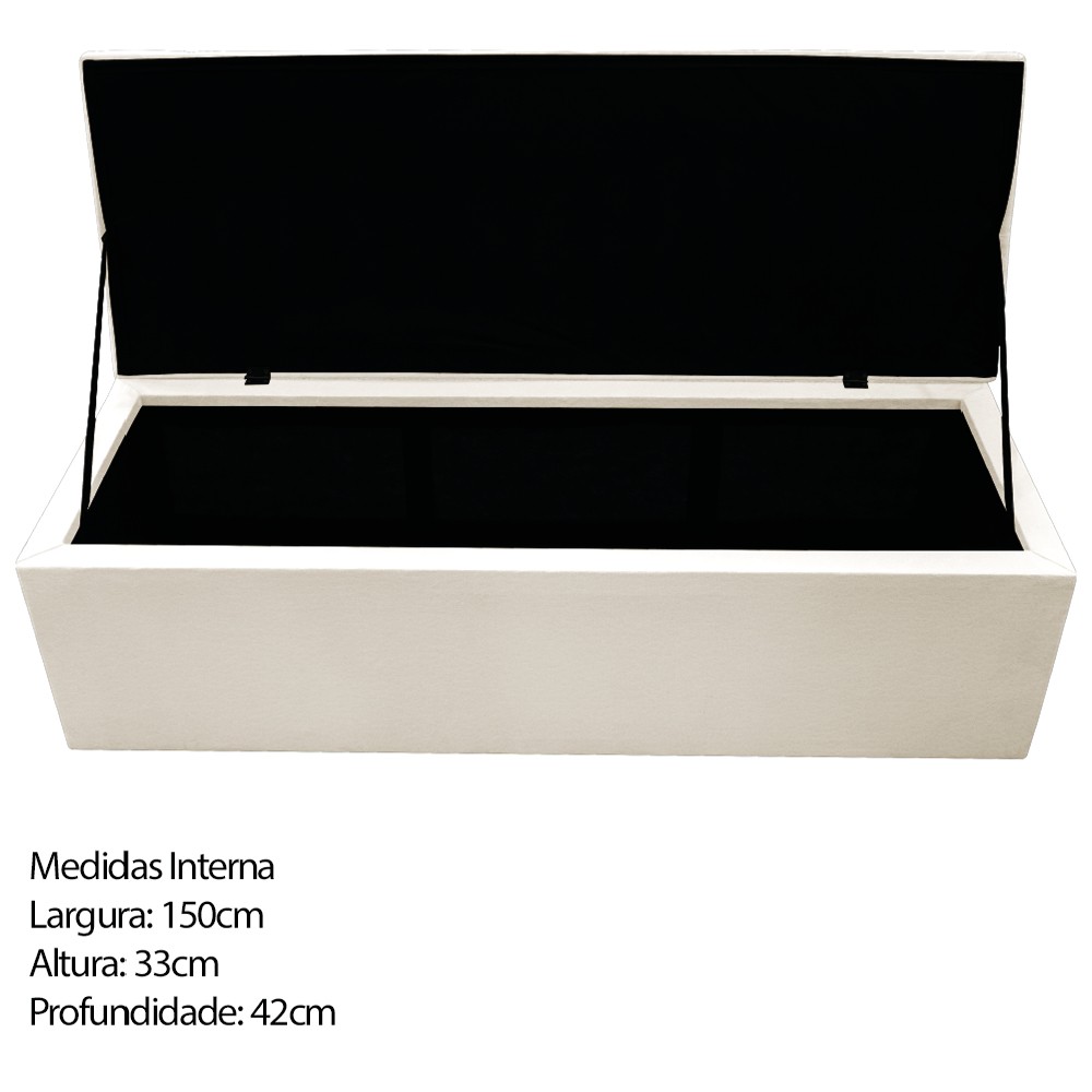 Kit Cabeceira e Calçadeira Baú Estofada Mel 160 cm Queen Size Com Capitonê Corano Bege - Amarena Móveis