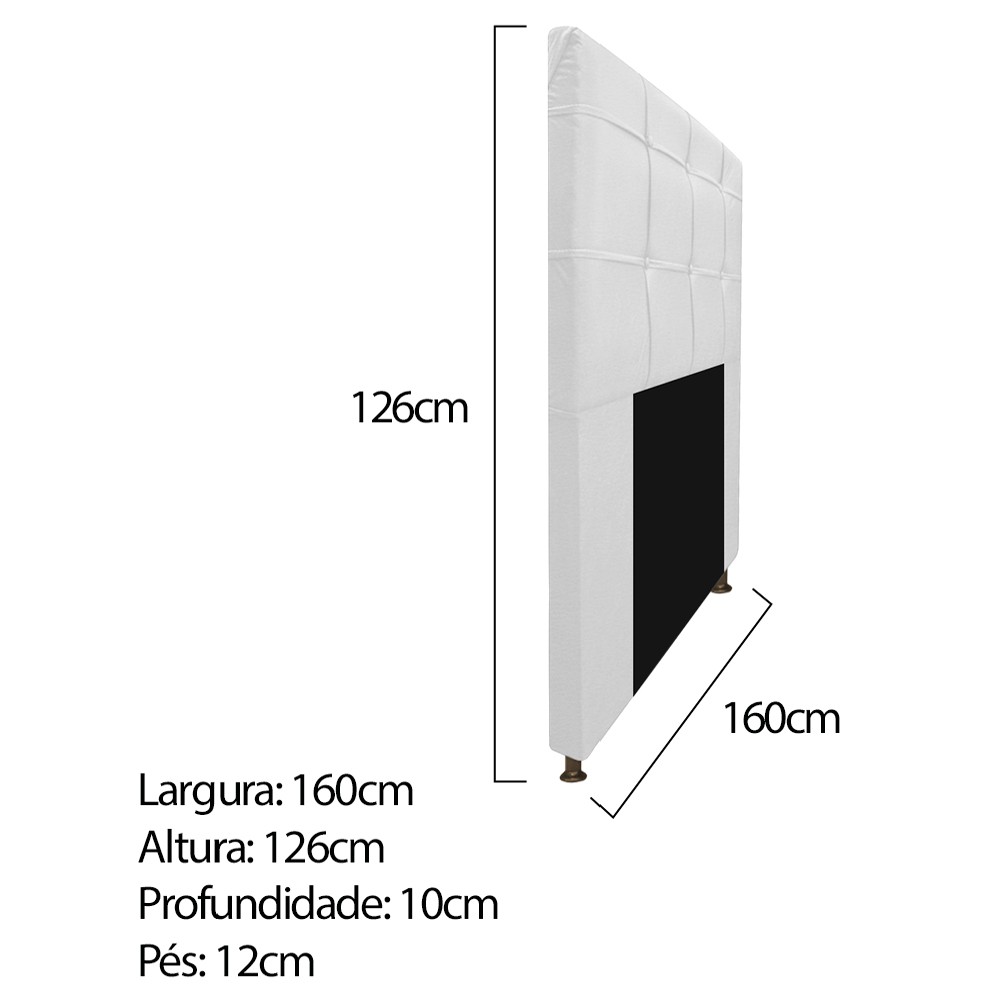 Kit Cabeceira e Calçadeira Baú Estofada Mel 160 cm Queen Size Com Capitonê Corano Branco - Amarena Móveis