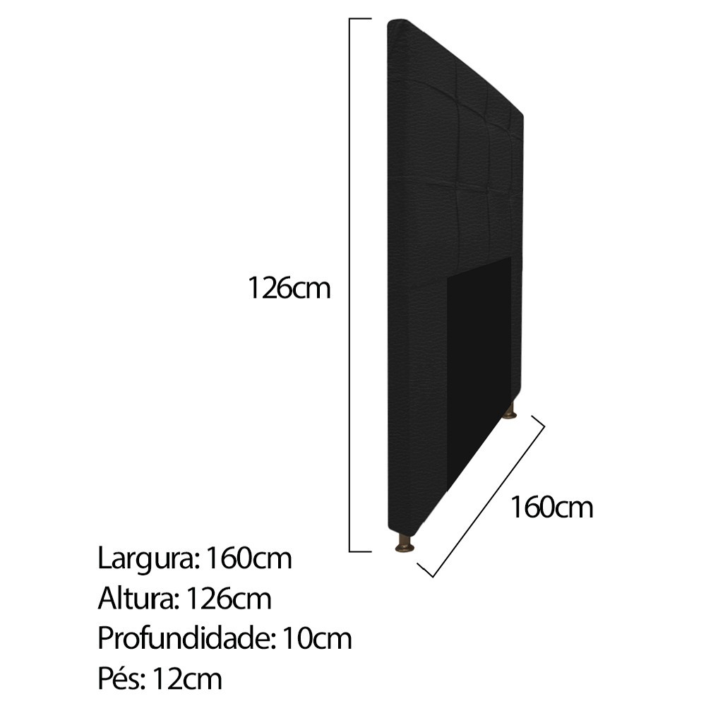 Kit Cabeceira e Calçadeira Baú Estofada Mel 160 cm Queen Size Com Capitonê Corano Preto - Amarena Móveis
