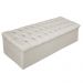 Kit Cabeceira e Calçadeira Baú Estofada Mel 160 cm Queen Size Com Capitonê Suede Bege - Amarena Móveis