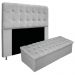 Kit Cabeceira e Calçadeira Baú Estofada Mel 160 cm Queen Size Com Capitonê Suede Cinza - Amarena Móveis