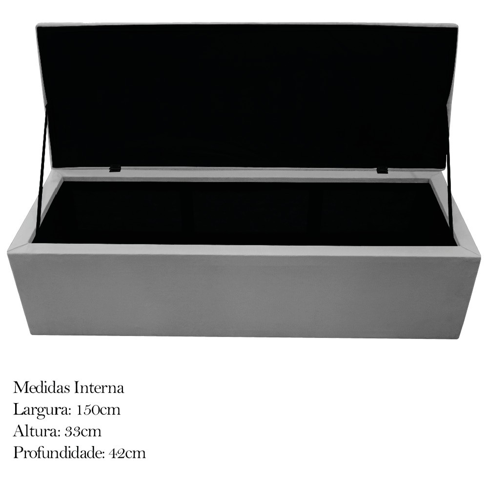 Kit Cabeceira e Calçadeira Baú Estofada Mel 160 cm Queen Size Com Capitonê Suede Cinza - Amarena Móveis