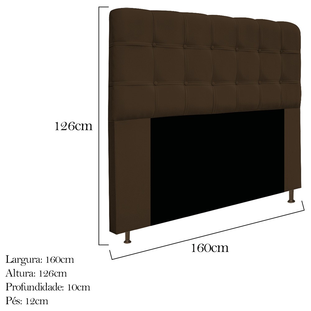 Kit Cabeceira e Calçadeira Baú Estofada Mel 160 cm Queen Size Com Capitonê Suede Marrom - Amarena Móveis