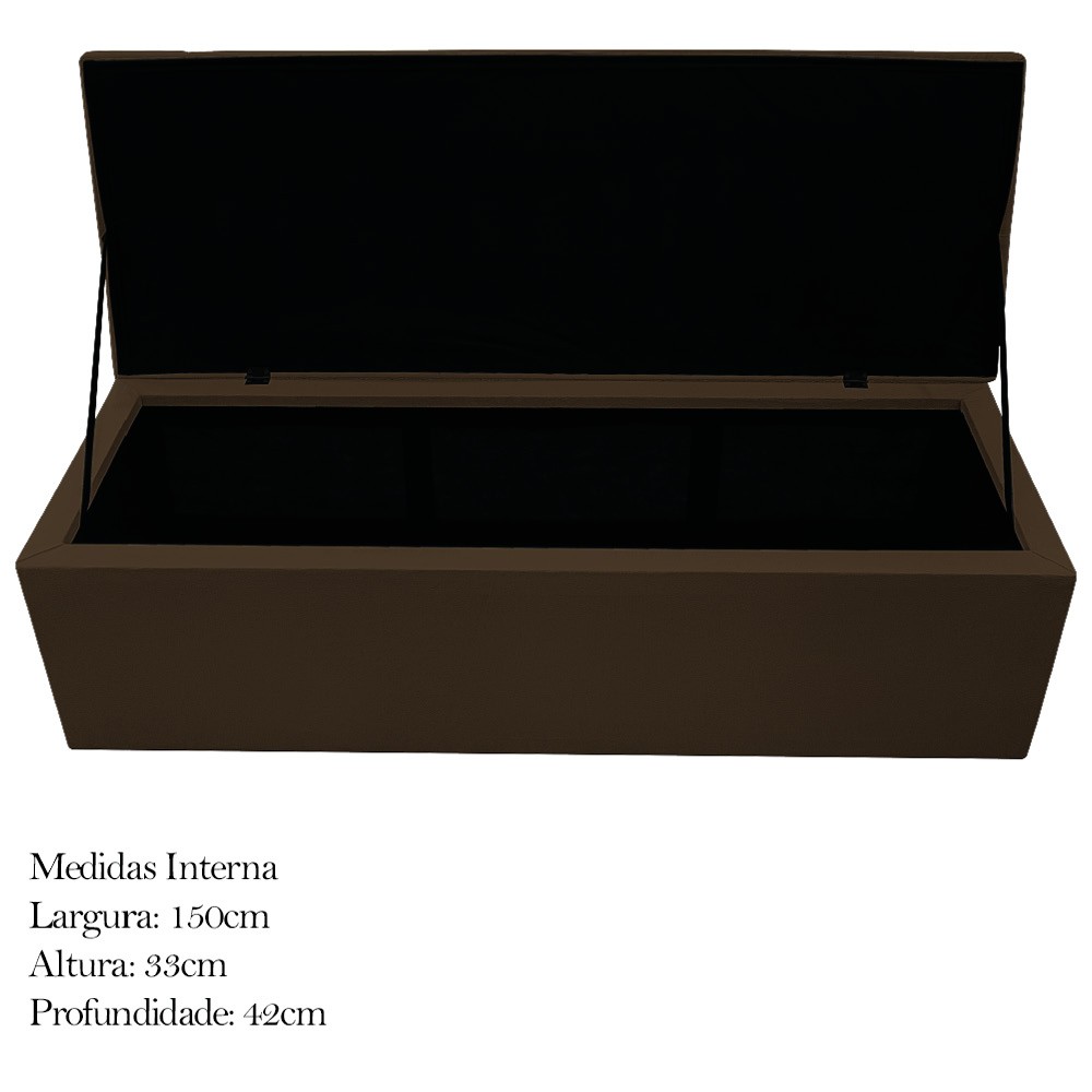 Kit Cabeceira e Calçadeira Baú Estofada Mel 160 cm Queen Size Com Capitonê Suede Marrom - Amarena Móveis