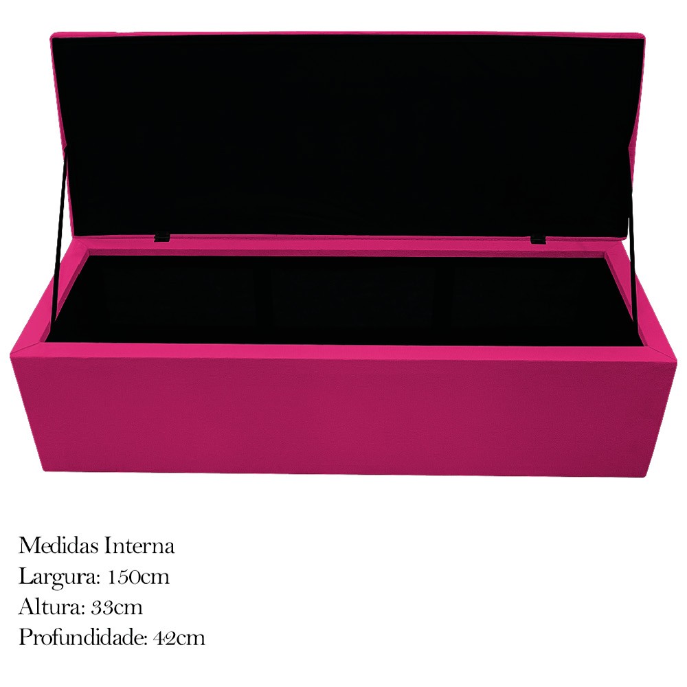Kit Cabeceira e Calçadeira Baú Estofada Mel 160 cm Queen Size Com Capitonê Suede Pink - Amarena Móveis