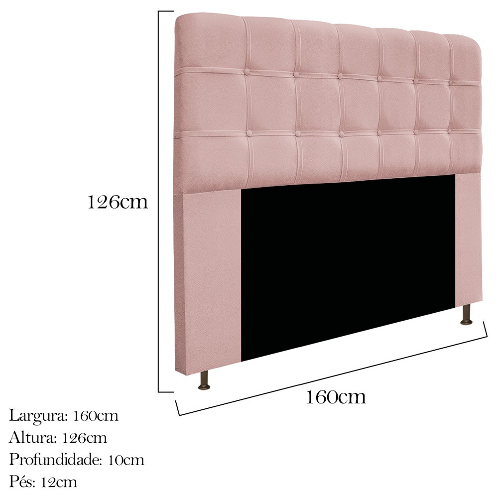 Kit Cabeceira e Calçadeira Baú Estofada Mel 160 cm Queen Size Com Capitonê Suede Rosê - Amarena Móveis