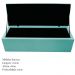 Kit Cabeceira e Calçadeira Baú Estofada Mel 195 cm King Size Com Botonê Suede Azul Tiffany - Amarena Móveis
