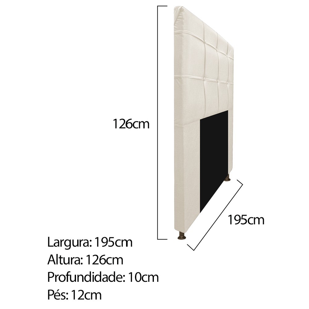 Kit Cabeceira e Calçadeira Baú Estofada Mel 195 cm King Size Com Capitonê Corano Bege - Amarena Móveis