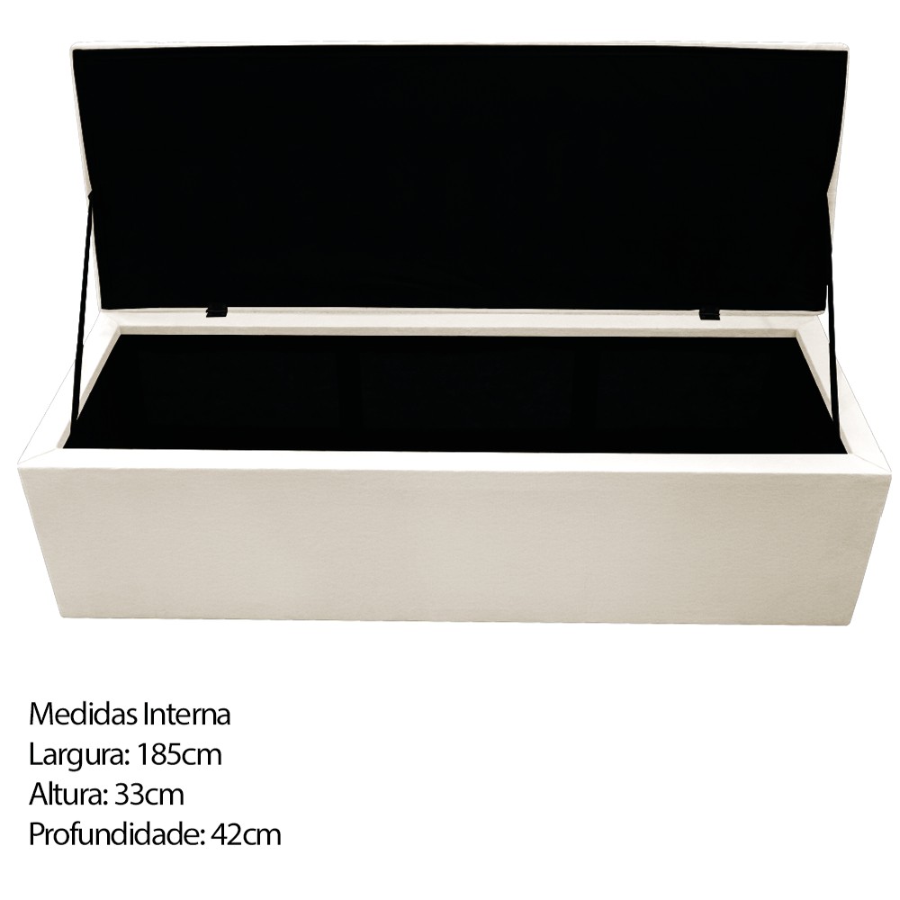 Kit Cabeceira e Calçadeira Baú Estofada Mel 195 cm King Size Com Capitonê Corano Bege - Amarena Móveis