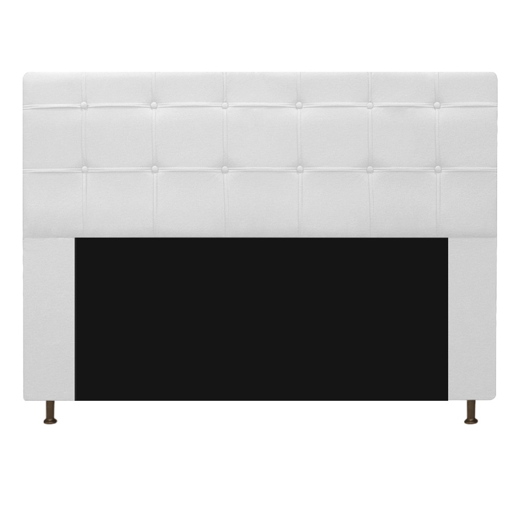 Kit Cabeceira e Calçadeira Baú Estofada Mel 195 cm King Size Com Capitonê Corano Branco - Amarena Móveis