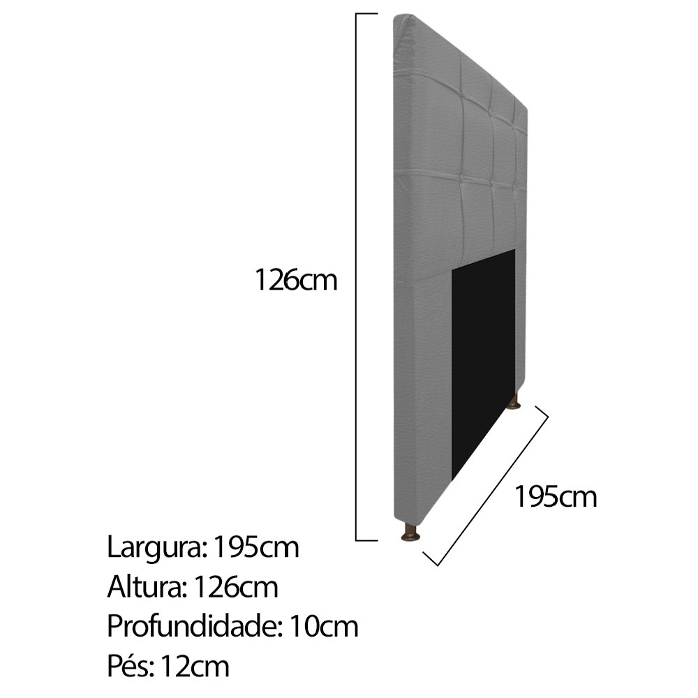 Kit Cabeceira e Calçadeira Baú Estofada Mel 195 cm King Size Com Capitonê Corano Cinza - Amarena Móveis