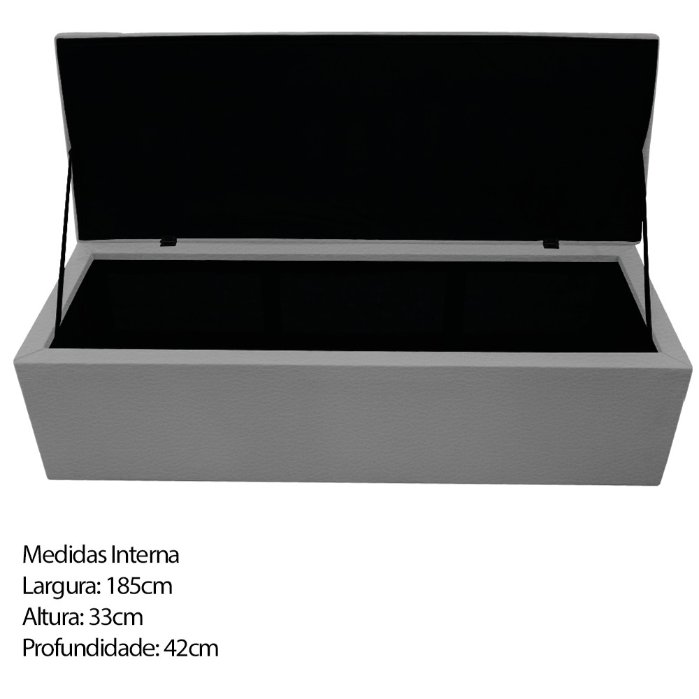Kit Cabeceira e Calçadeira Baú Estofada Mel 195 cm King Size Com Capitonê Corano Cinza - Amarena Móveis