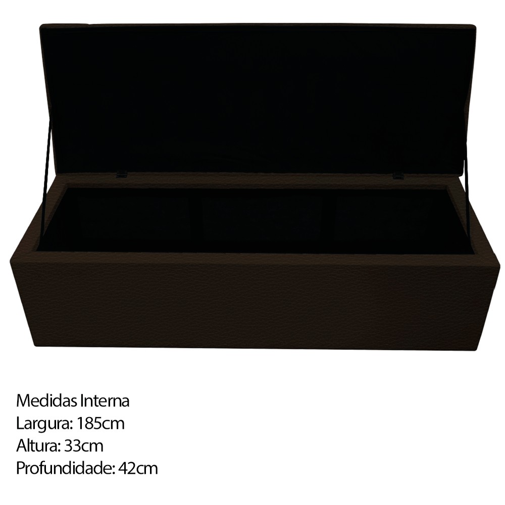 Kit Cabeceira e Calçadeira Baú Estofada Mel 195 cm King Size Com Capitonê Corano Marrom - Amarena Móveis