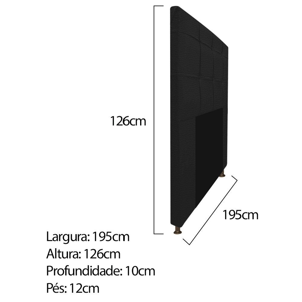 Kit Cabeceira e Calçadeira Baú Estofada Mel 195 cm King Size Com Capitonê Corano Preto - Amarena Móveis