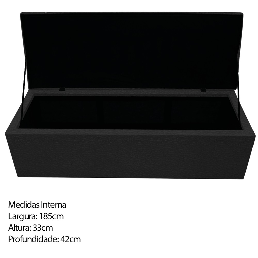 Kit Cabeceira e Calçadeira Baú Estofada Mel 195 cm King Size Com Capitonê Corano Preto - Amarena Móveis