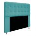 Kit Cabeceira e Calçadeira Baú Estofada Mel 195 cm King Size Com Capitonê Suede Azul Turquesa - Amarena Móveis
