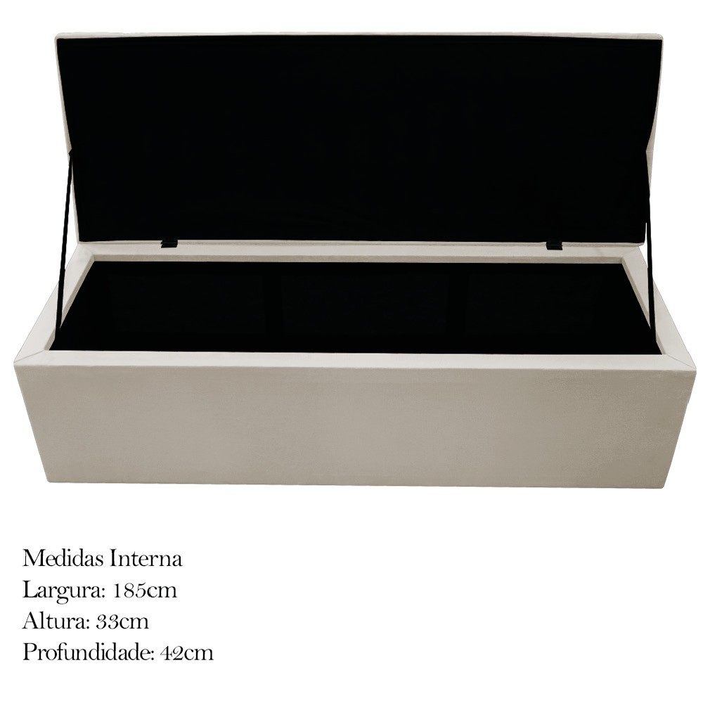 Kit Cabeceira e Calçadeira Baú Estofada Mel 195 cm King Size Com Capitonê Suede Bege - Amarena Móveis