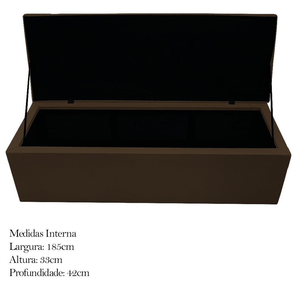 Kit Cabeceira e Calçadeira Baú Estofada Mel 195 cm King Size Com Capitonê Suede Marrom - Amarena Móveis