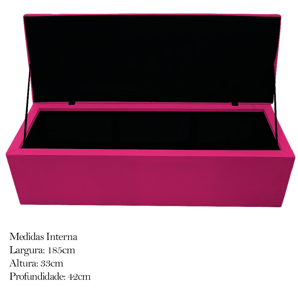 Kit Cabeceira e Calçadeira Baú Estofada Mel 195 cm King Size Com Capitonê Suede Pink - Amarena Móveis