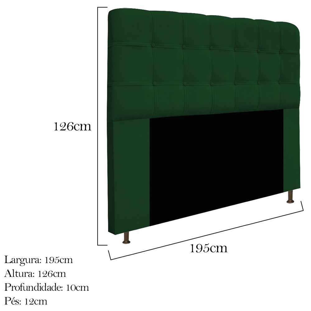 Kit Cabeceira e Calçadeira Baú Estofada Mel 195 cm King Size Com Capitonê Suede Verde - Amarena Móveis