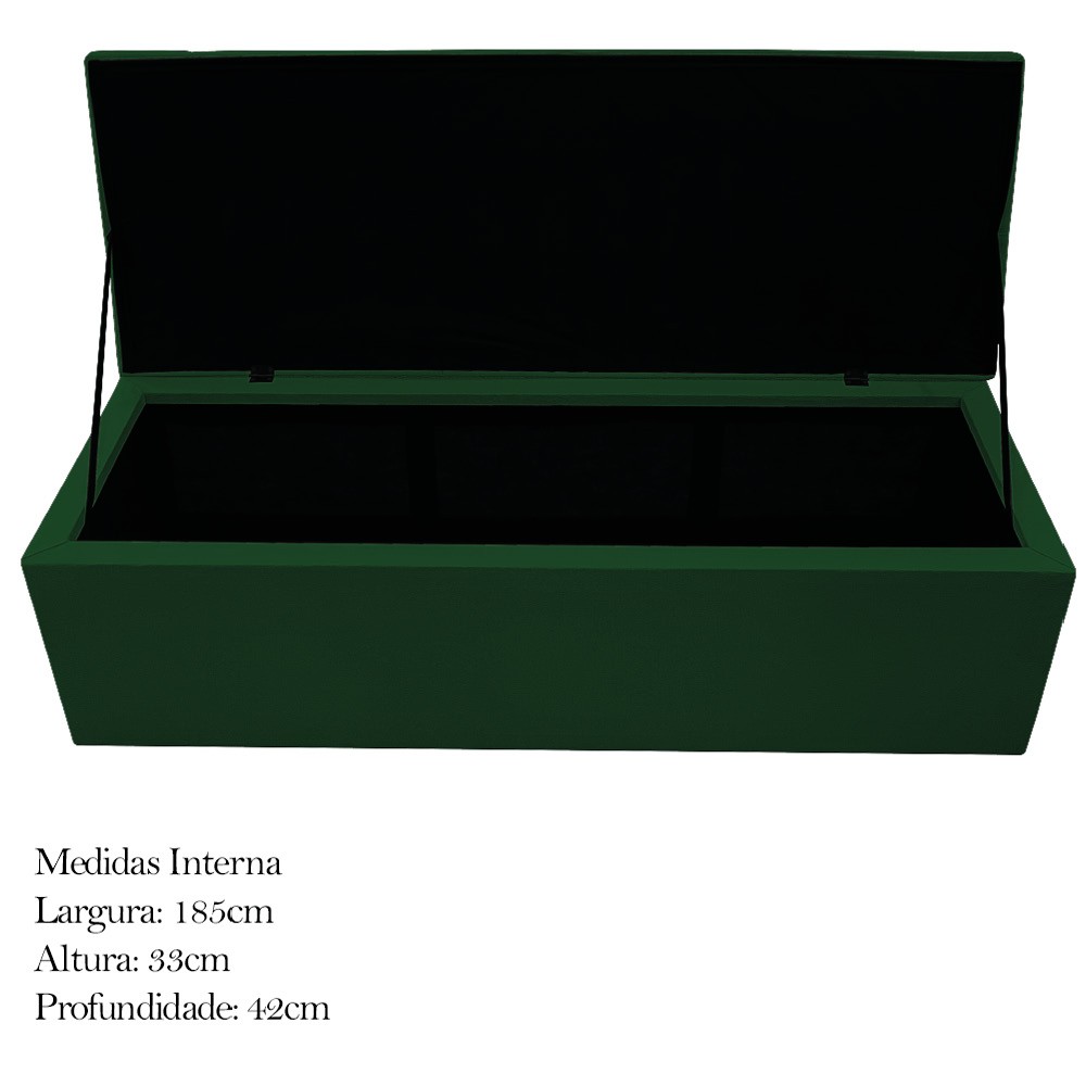 Kit Cabeceira e Calçadeira Baú Estofada Mel 195 cm King Size Com Capitonê Suede Verde - Amarena Móveis