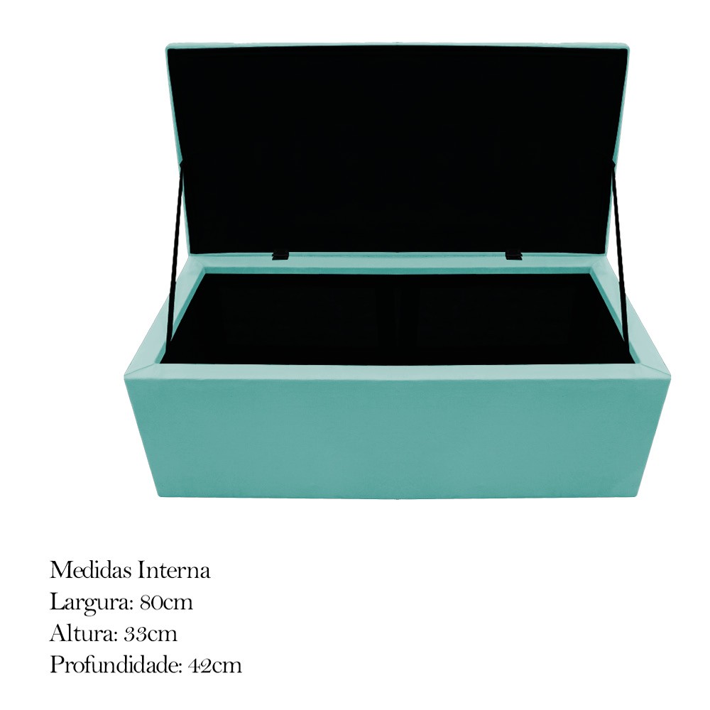 Kit Cabeceira e Calçadeira Baú Estofada Mel 90 cm Solteiro Com Botonê  Suede Azul Tiffany - Amarena Móveis