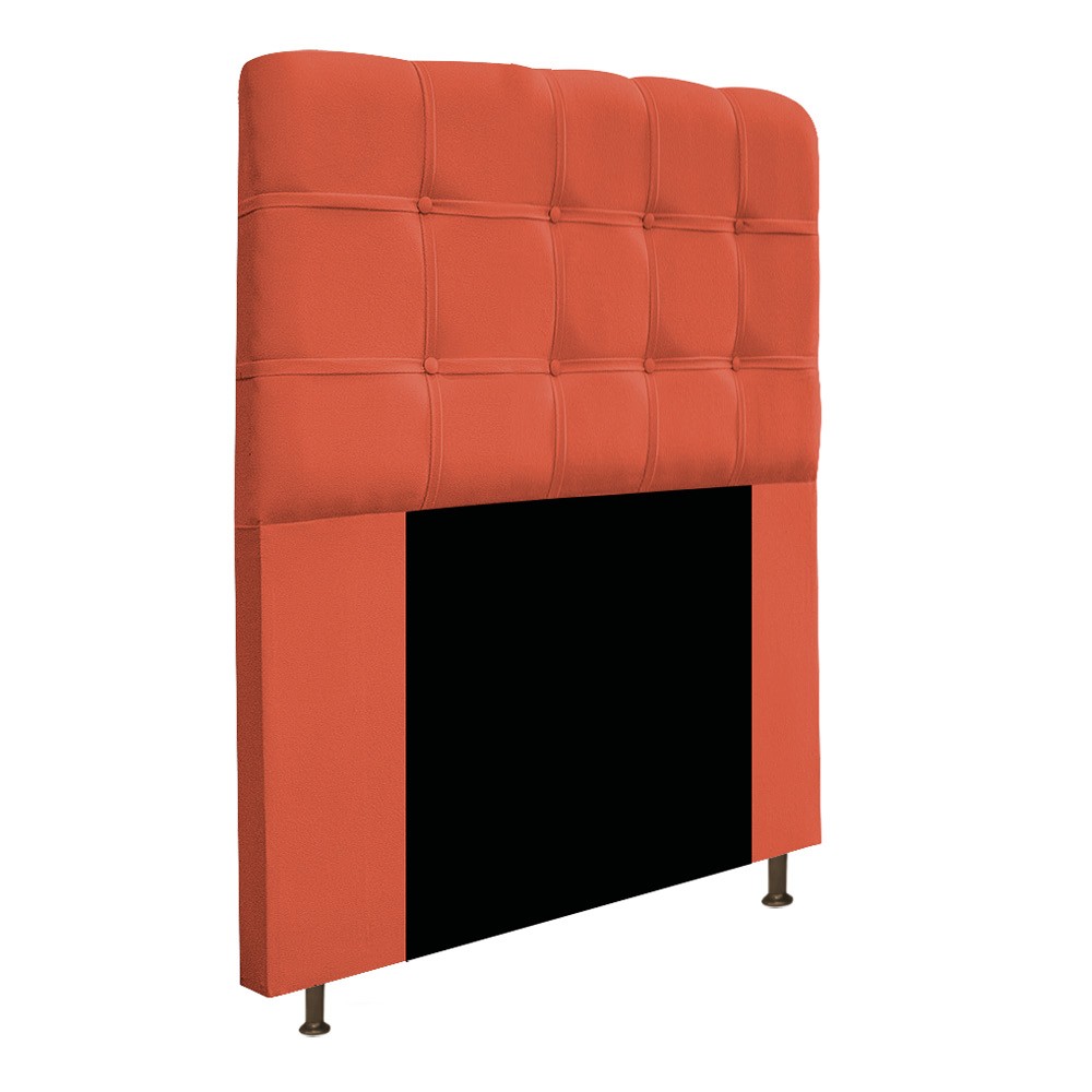 Kit Cabeceira e Calçadeira Baú Estofada Mel 90 cm Solteiro Com Botonê  Suede Terracota - Amarena Móveis