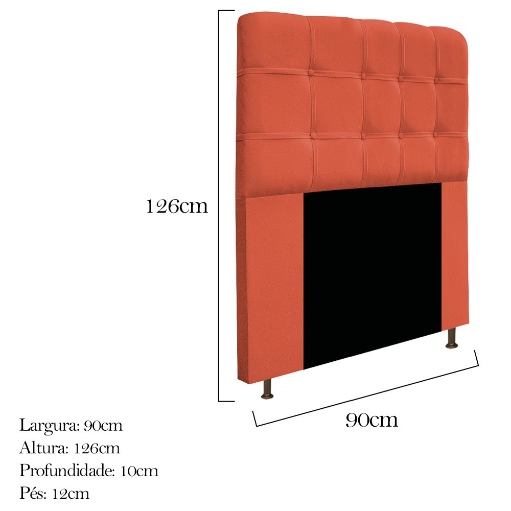 Kit Cabeceira e Calçadeira Baú Estofada Mel 90 cm Solteiro Com Botonê  Suede Terracota - Amarena Móveis