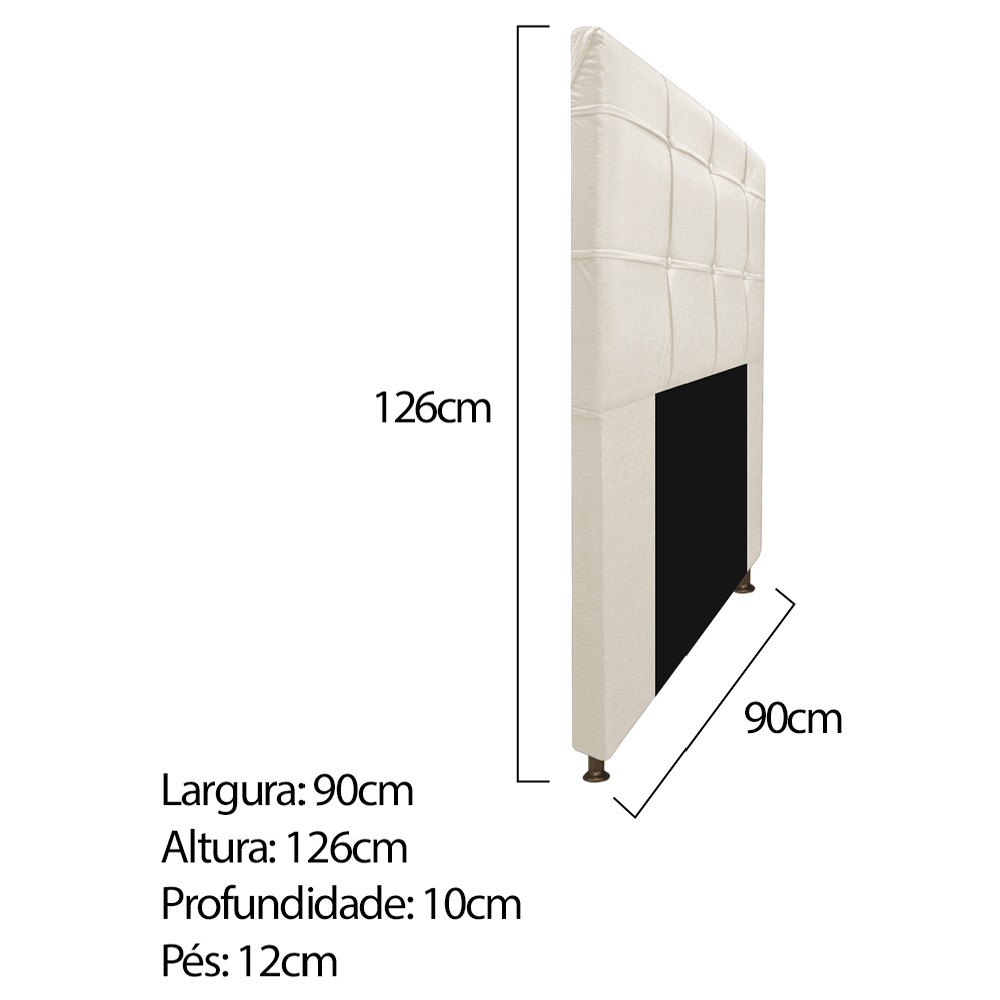Kit Cabeceira e Calçadeira Baú Estofada Mel 90 cm Solteiro Com Capitonê Corano Bege - Amarena Móveis
