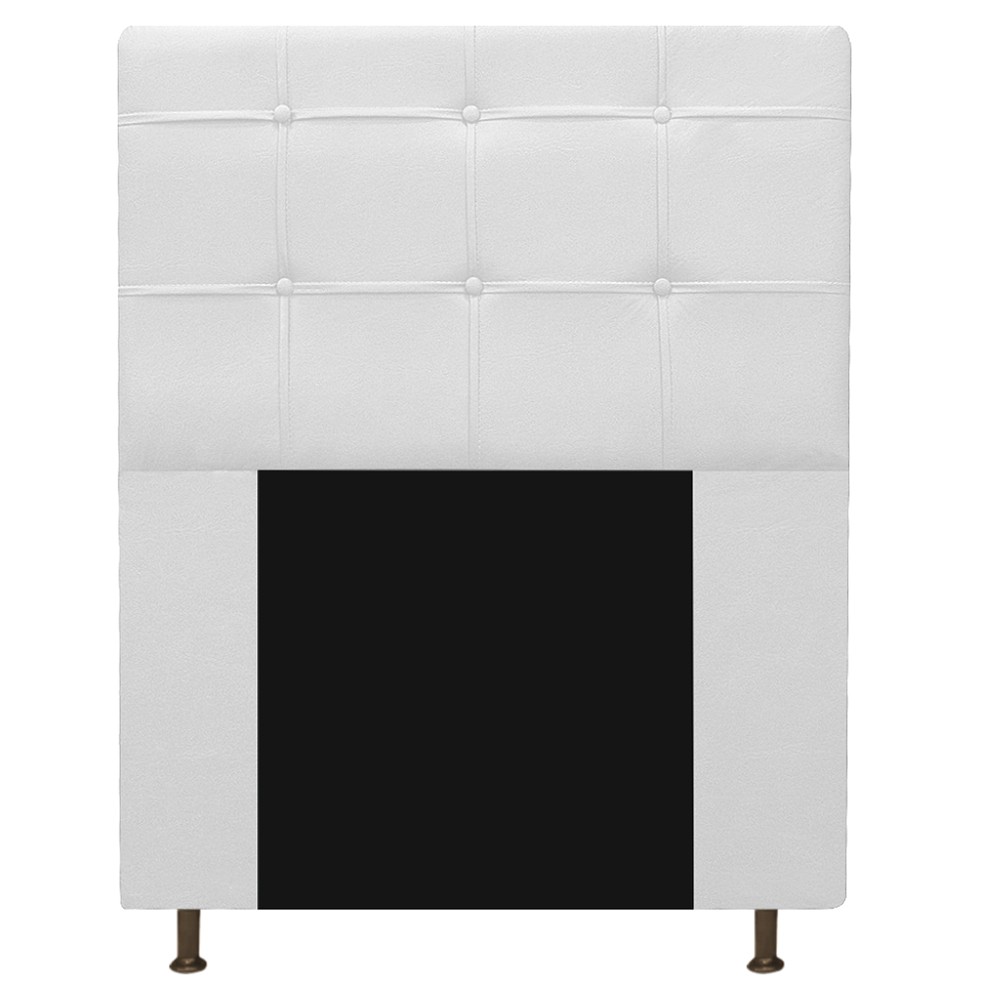 Kit Cabeceira e Calçadeira Baú Estofada Mel 90 cm Solteiro Com Capitonê Corano Branco - Amarena Móveis