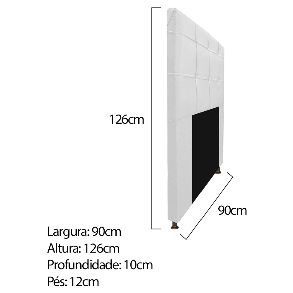 Kit Cabeceira e Calçadeira Baú Estofada Mel 90 cm Solteiro Com Capitonê Corano Branco - Amarena Móveis