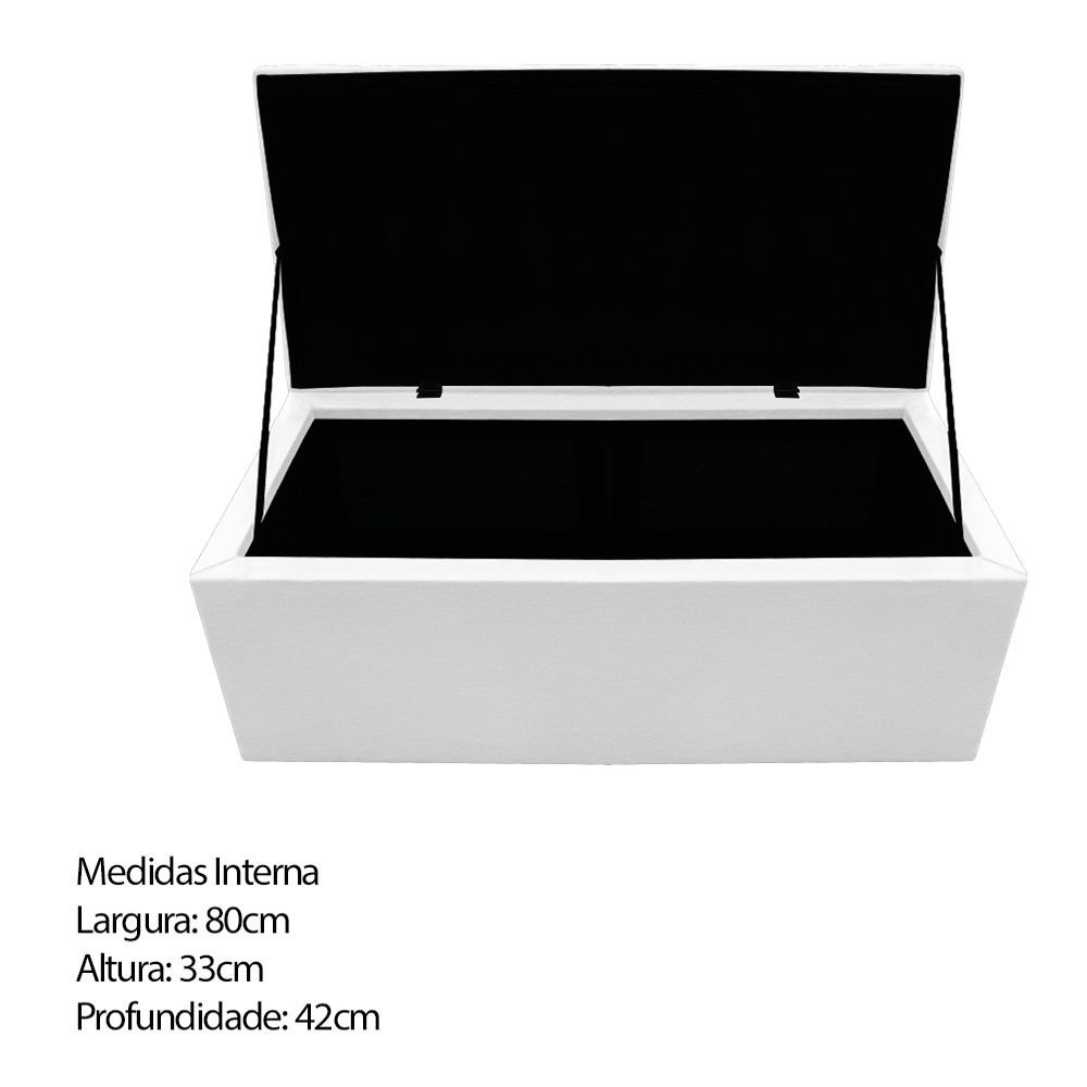 Kit Cabeceira e Calçadeira Baú Estofada Mel 90 cm Solteiro Com Capitonê Corano Branco - Amarena Móveis