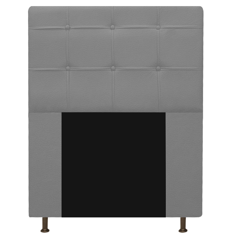 Kit Cabeceira e Calçadeira Baú Estofada Mel 90 cm Solteiro Com Capitonê Corano Cinza - Amarena Móveis