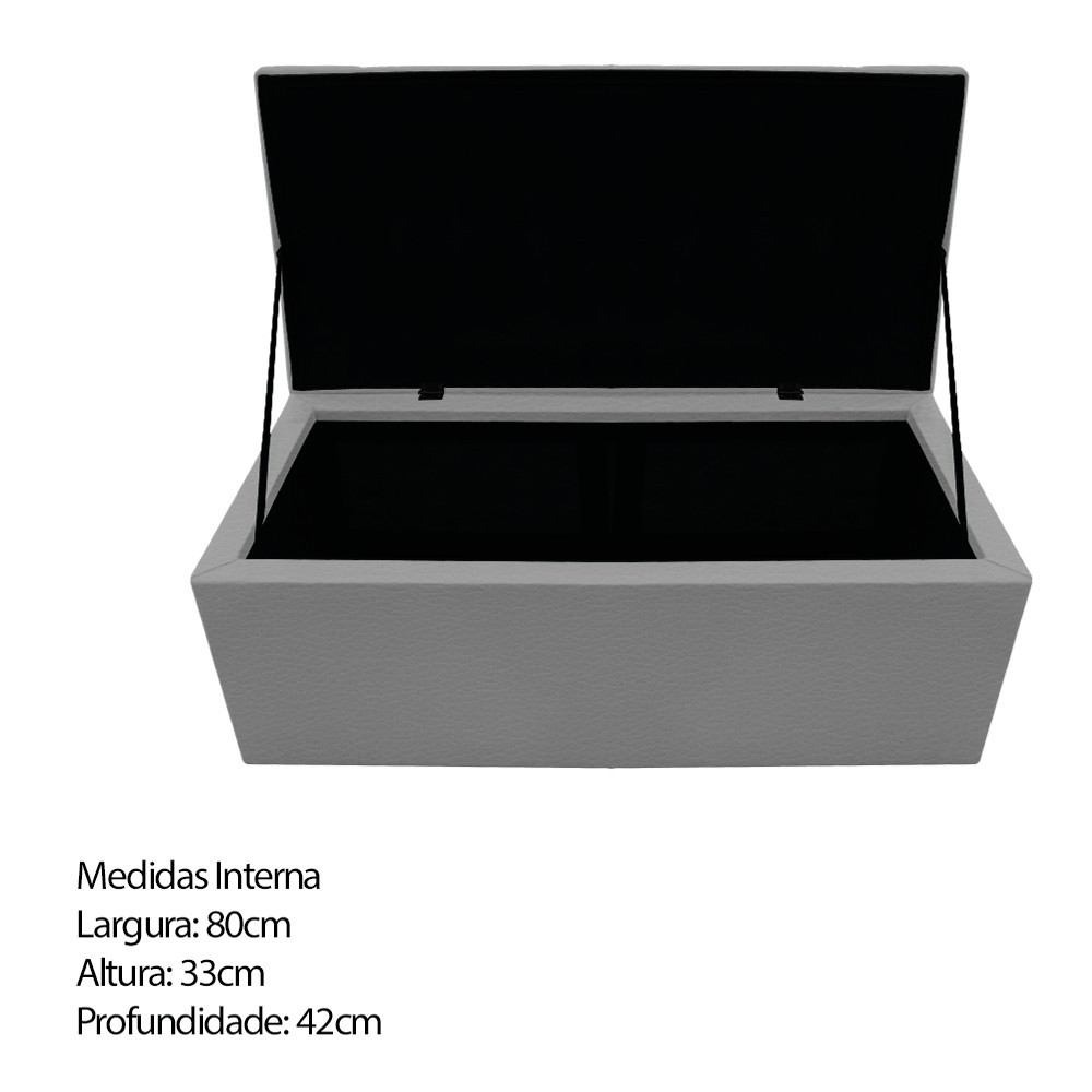 Kit Cabeceira e Calçadeira Baú Estofada Mel 90 cm Solteiro Com Capitonê Corano Cinza - Amarena Móveis