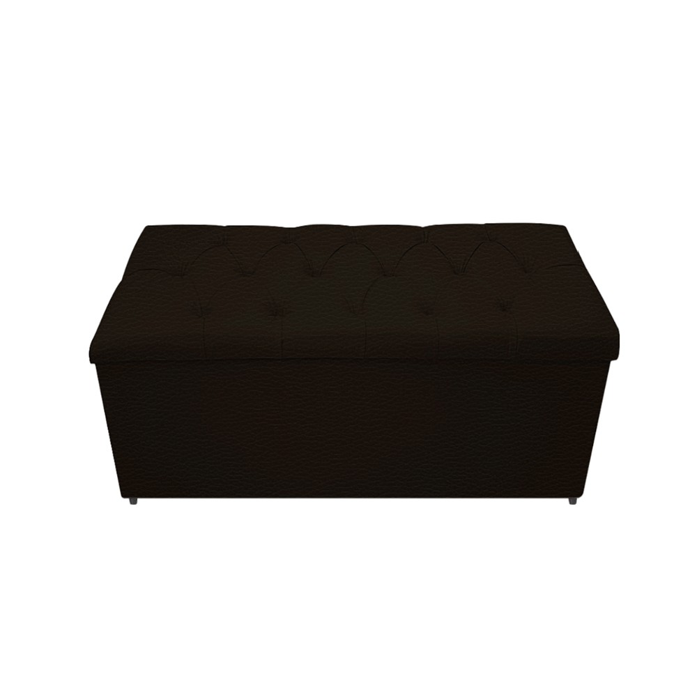 Kit Cabeceira e Calçadeira Baú Estofada Mel 90 cm Solteiro Com Capitonê Corano Marrom - Amarena Móveis
