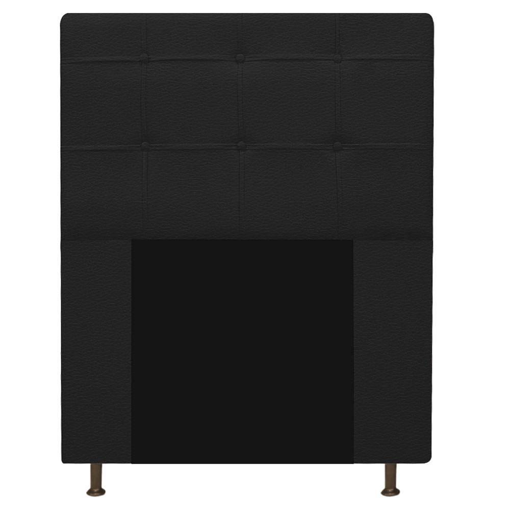 Kit Cabeceira e Calçadeira Baú Estofada Mel 90 cm Solteiro Com Capitonê Corano Preto - Amarena Móveis