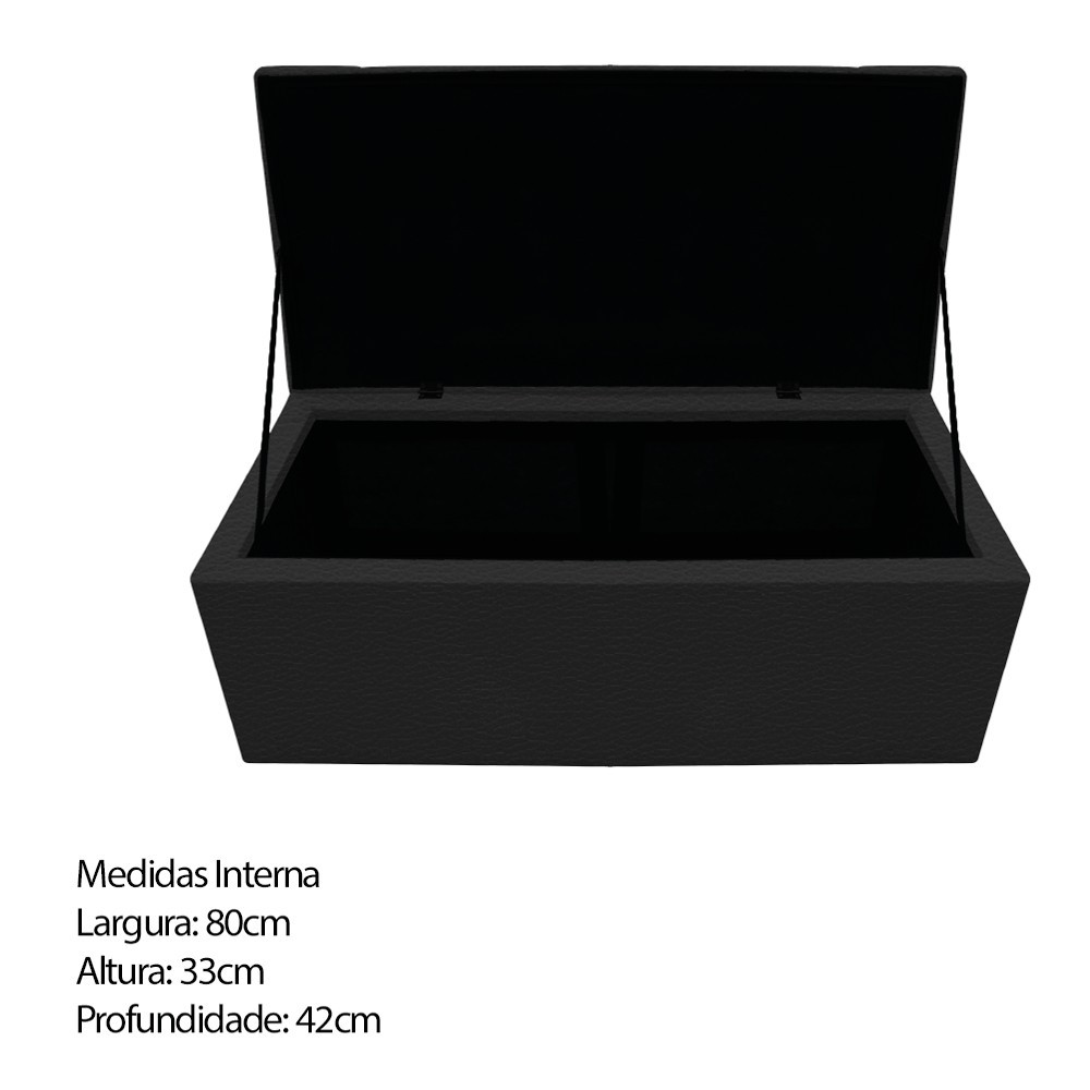 Kit Cabeceira e Calçadeira Baú Estofada Mel 90 cm Solteiro Com Capitonê Corano Preto - Amarena Móveis