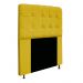 Kit Cabeceira e Calçadeira Baú Estofada Mel 90 cm Solteiro Com Capitonê Suede Amarelo - Amarena Móveis