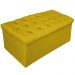 Kit Cabeceira e Calçadeira Baú Estofada Mel 90 cm Solteiro Com Capitonê Suede Amarelo - Amarena Móveis